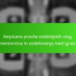Nepisana pravila voditeljskih vlog, mentorstva in sodelovanja med igralci