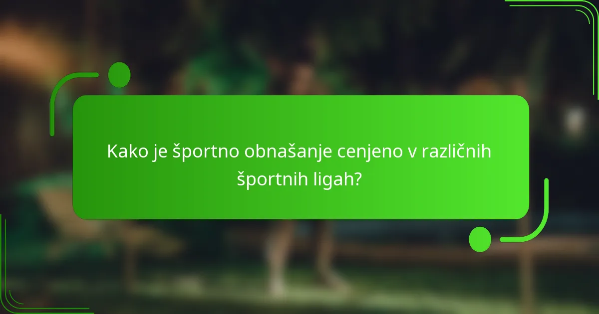 Kako je športno obnašanje cenjeno v različnih športnih ligah?