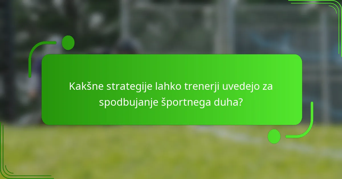 Kakšne strategije lahko trenerji uvedejo za spodbujanje športnega duha?