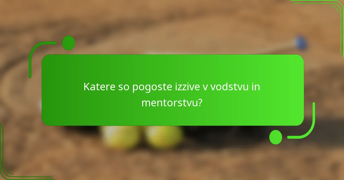 Katere so pogoste izzive v vodstvu in mentorstvu?