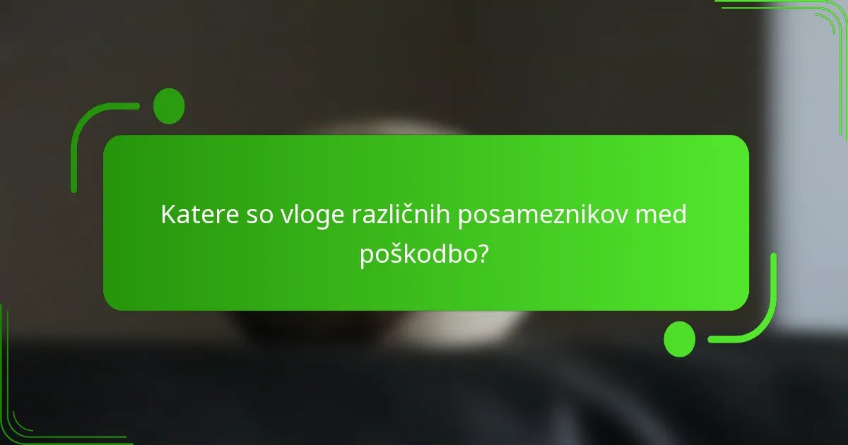 Katere so vloge različnih posameznikov med poškodbo?